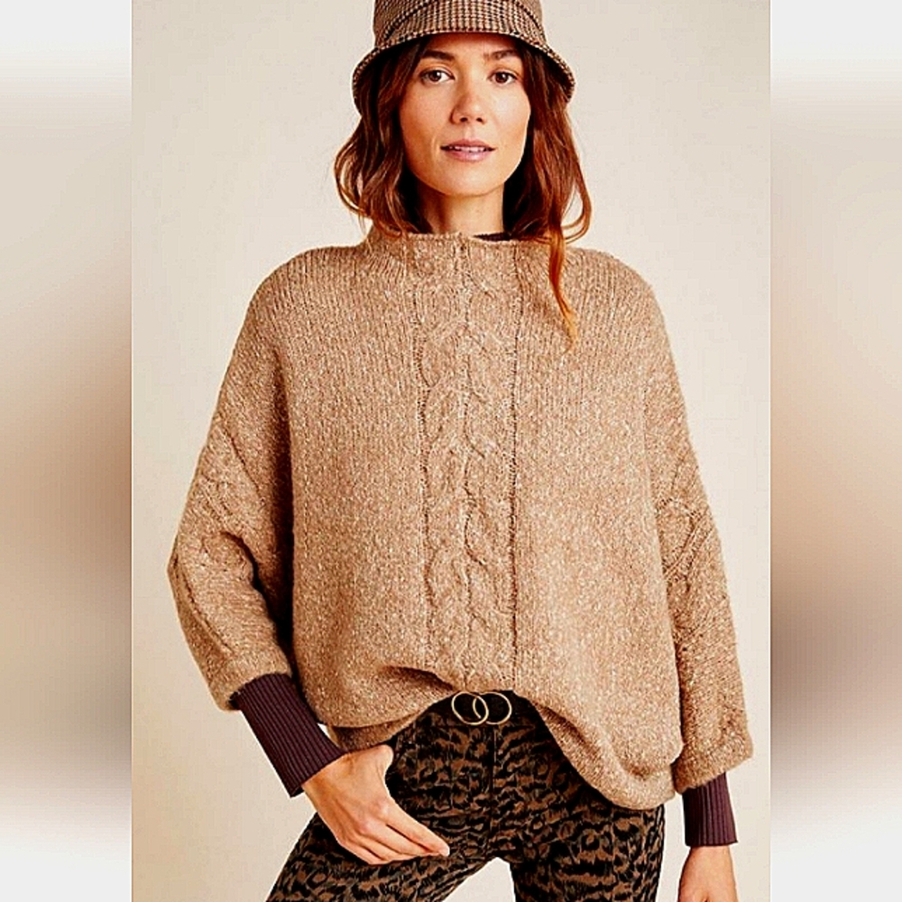 Mya Cable-Knit Poncho Sweater ⛓️